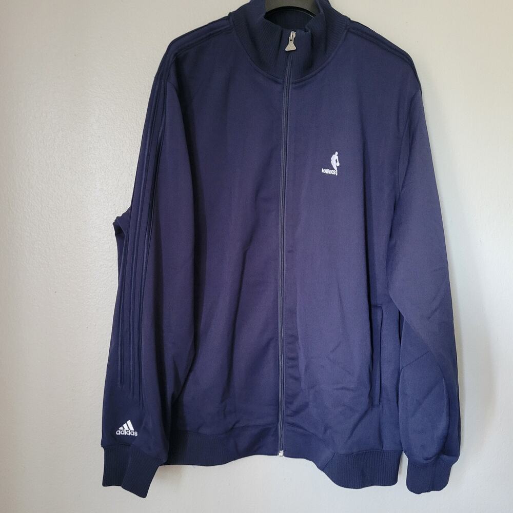 Adidas Atlanta Hawks Warm Up Jacket Mens L Loose Navy Basketball Logo Full Zip